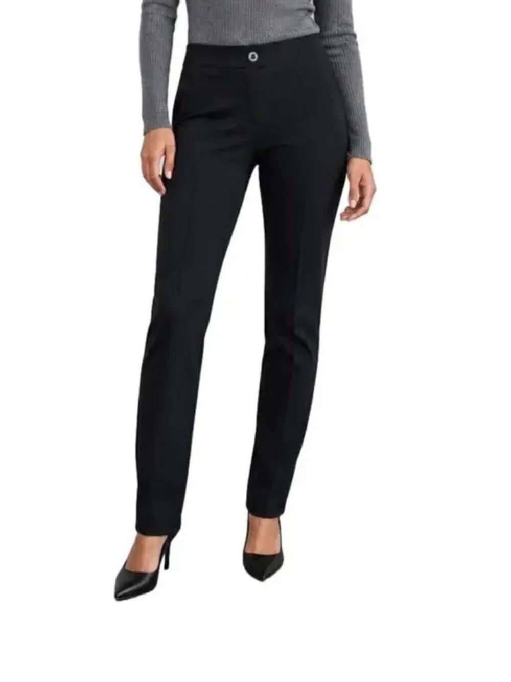 Betabrand Black Pull-On Stretch Slacks Size M Ankle Length Work Pants